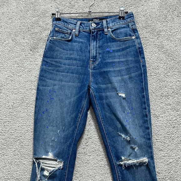 Hudson Jeans Women's 24 Blue Distressed Holly Straight Leg Mid Rise‎ 5-Pocket - Picture 2 of 16